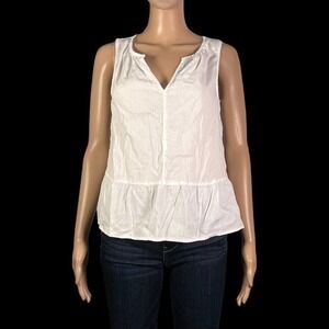 GAP White Sleeveless V-Neck Ruffle Hem Fairy Top Size XS - "Justine"